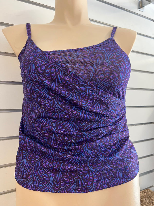 Womens crossover Tankini Top Purple Print