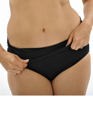 Women Roll Top Swim Briefs Black