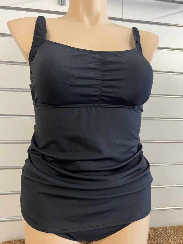 Tankini Bandeau with straps Chlorine Resistant - Black