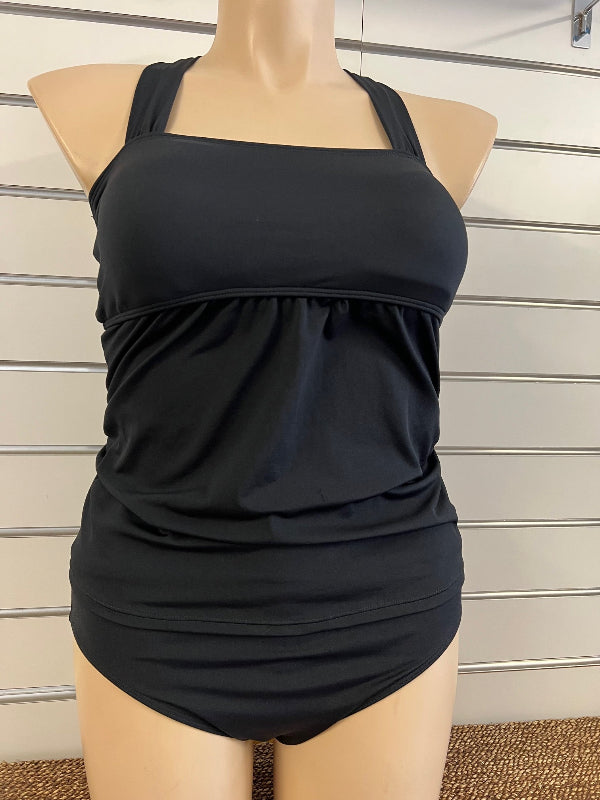 Tankini Top square neck - Chlorine Resistant - Black