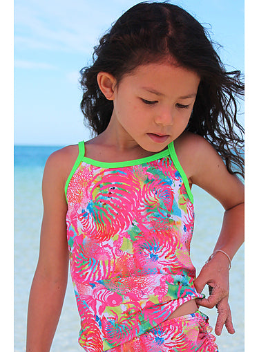 Girls Tankini Top - Chlorine Resistant - Fish Print Size 10