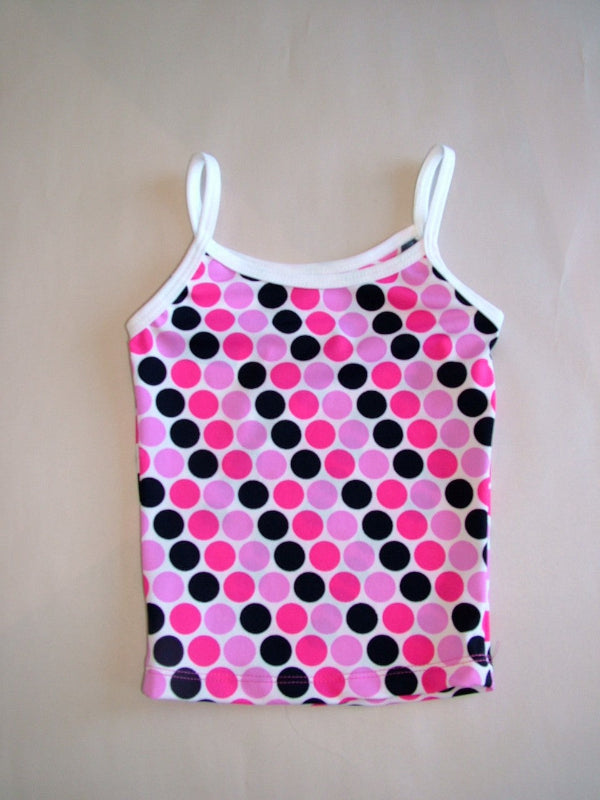 Girls Pink and black polka dot tank top