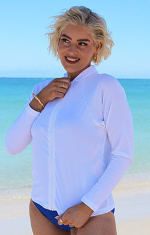 Zip Front Chlorine Proof Long Sleeve Rash Shirt