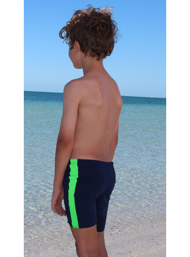 Boys Jammers - Navy with Lime Side Panels