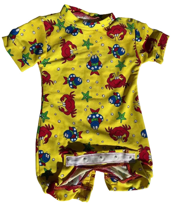 Baby Sunsuit Yellow Sea Critter Printer