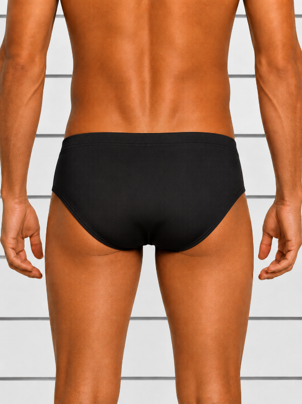 Mens Black Swim Briefs at back