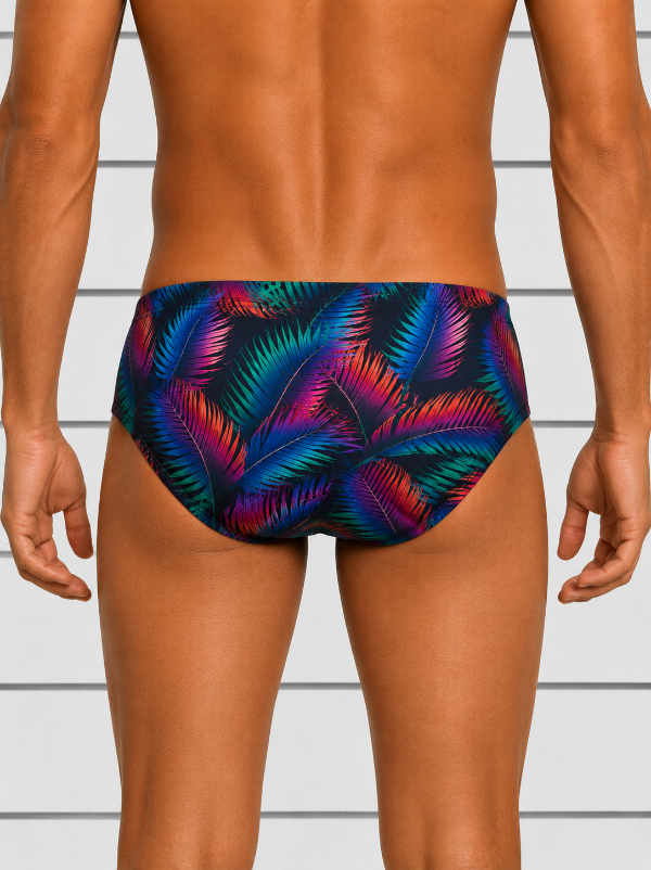 Mens Swim Brief Miami Print Chlorine Resistant
