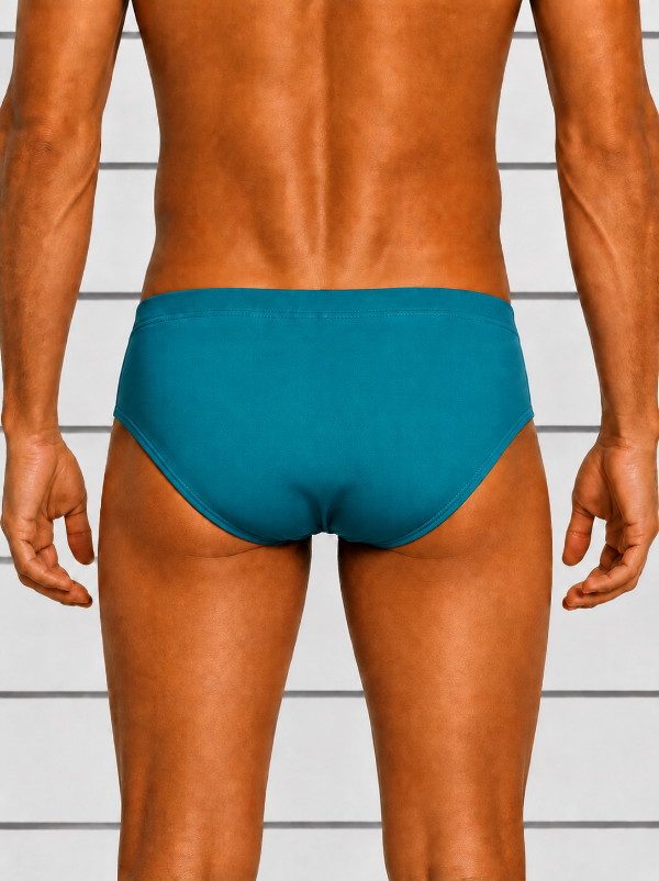 Mens Teal Swim Briefs from back