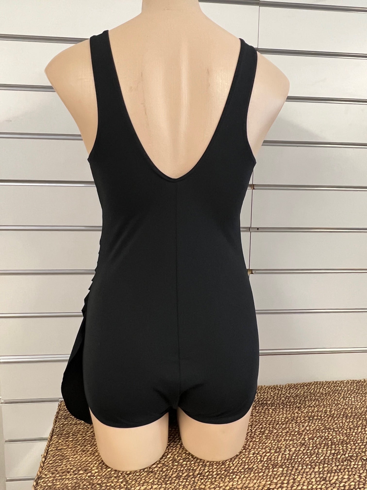 One Piece Swimsuit with Skirt - Chlorine Resistant Black Size 12