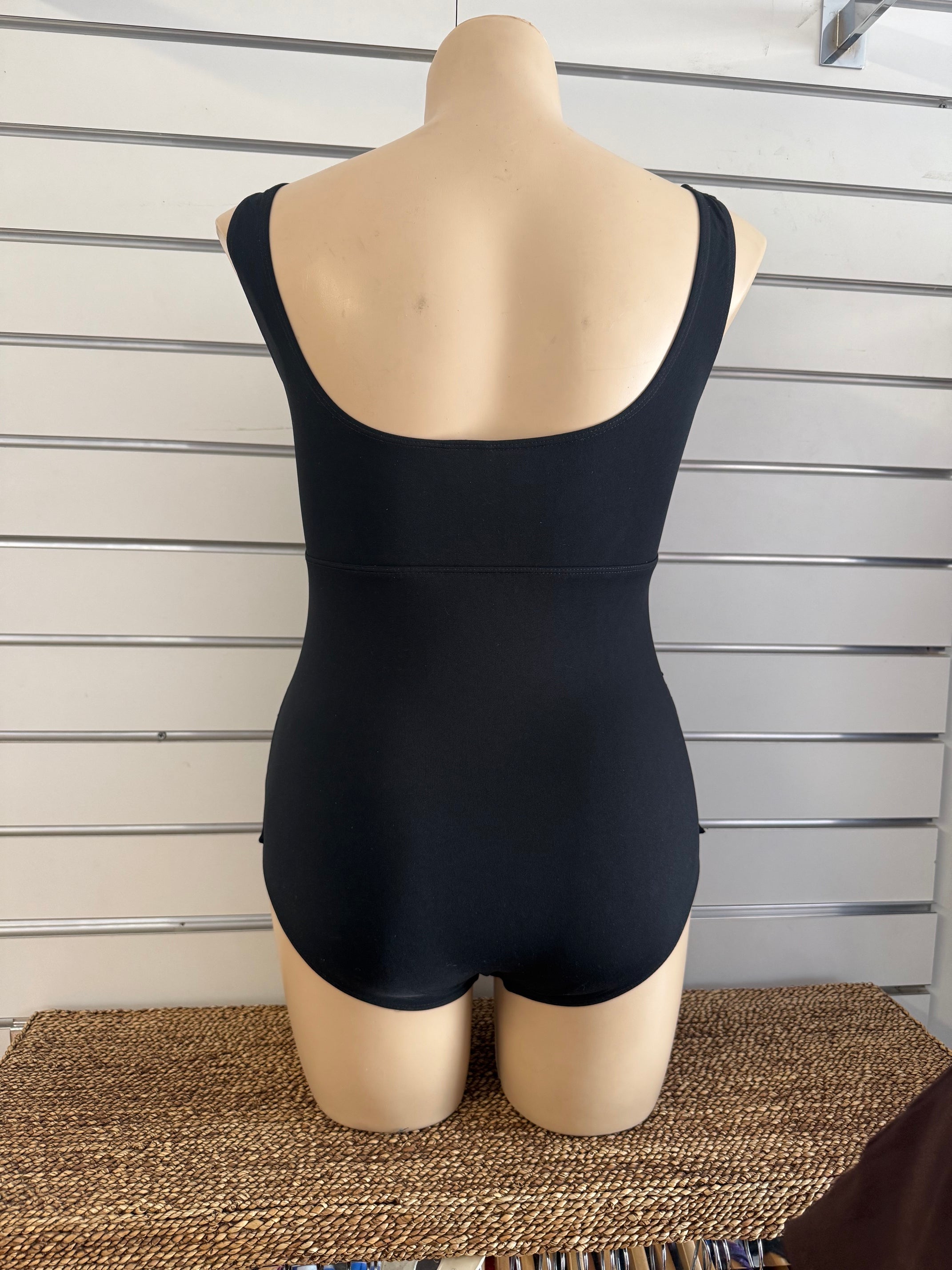 One Piece Square Neck with Skirt - Chlorine Resistant - Black Size 14
