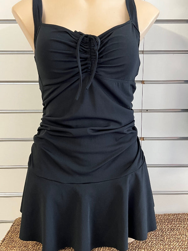 One Piece Gathered with Skirt Chlorine Resistant Swimsuit