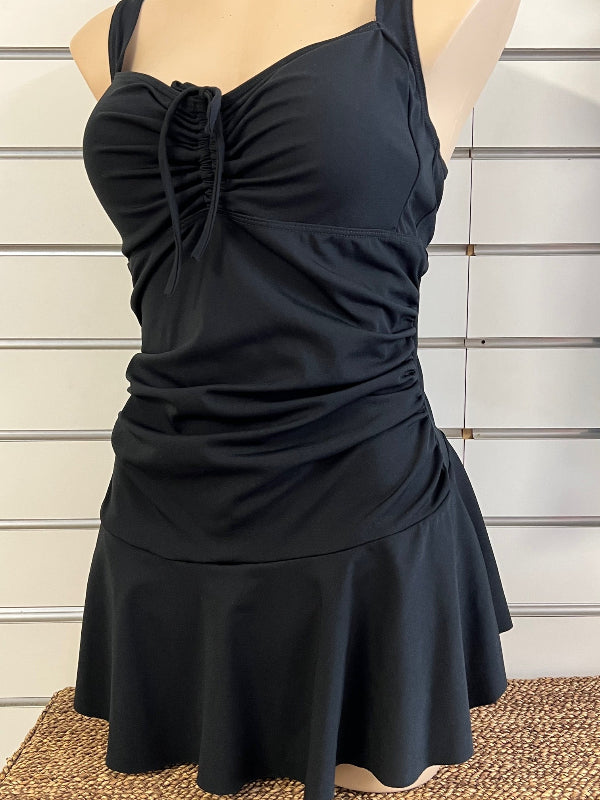 One Piece Gathered with Skirt Chlorine Resistant Swimsuit