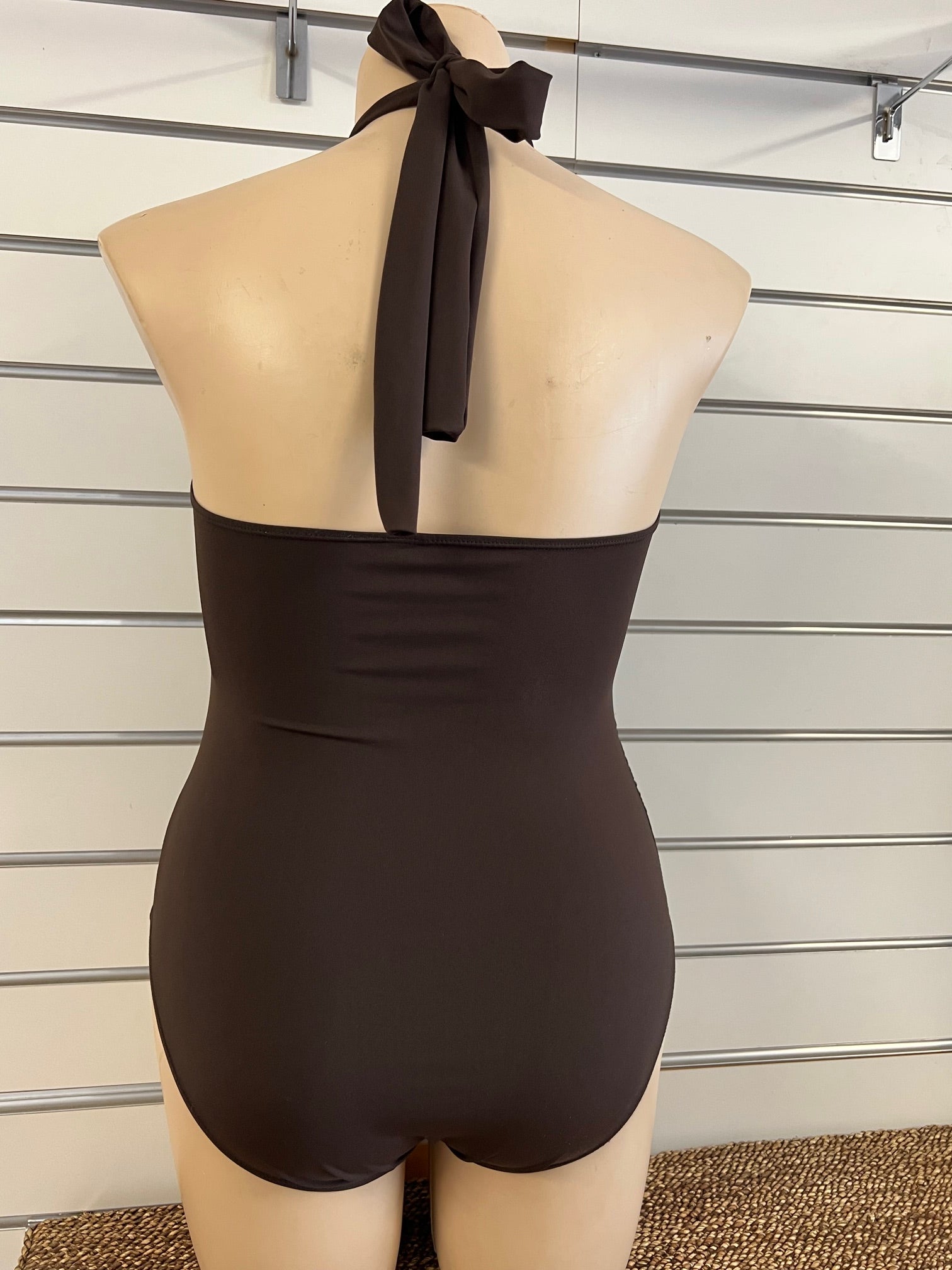 One Piece Halter Neck Swimsuit - Chlorine Resistant Brown Size 16