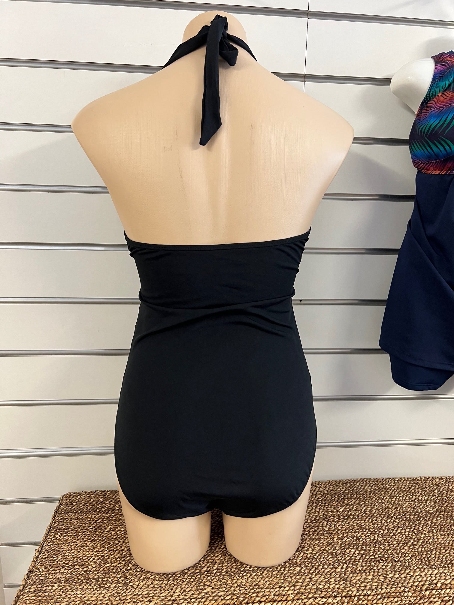 One Piece Halter Neck Swimsuit - Chlorine Resistant Black Size 14