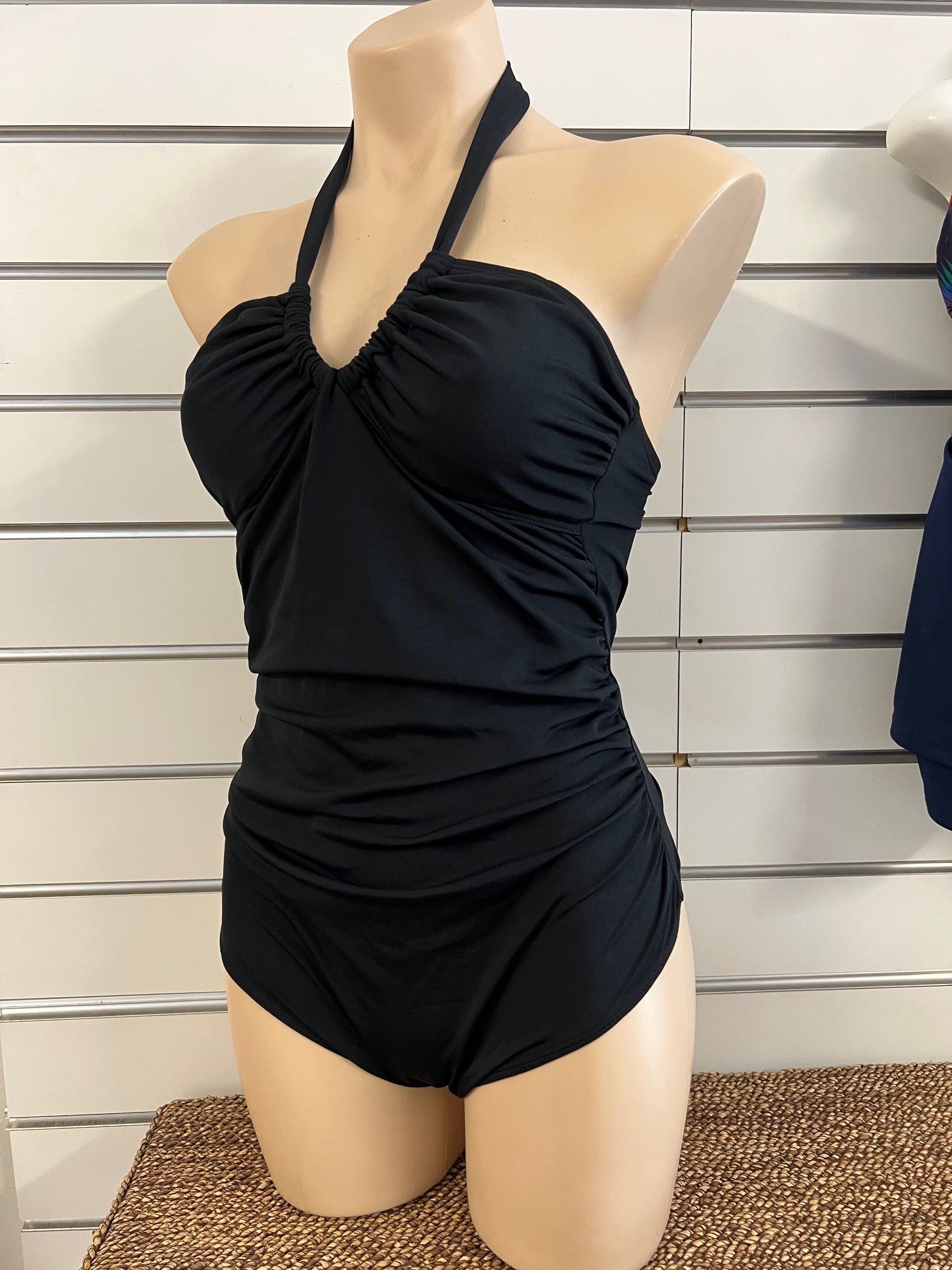One Piece Halter Neck Swimsuit - Chlorine Resistant Black Size 14