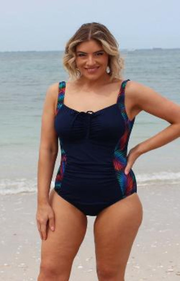 Flattering one piece swimsuit chlorine resistant