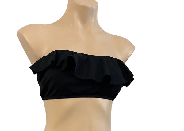 Black Frill strapless swim bra top