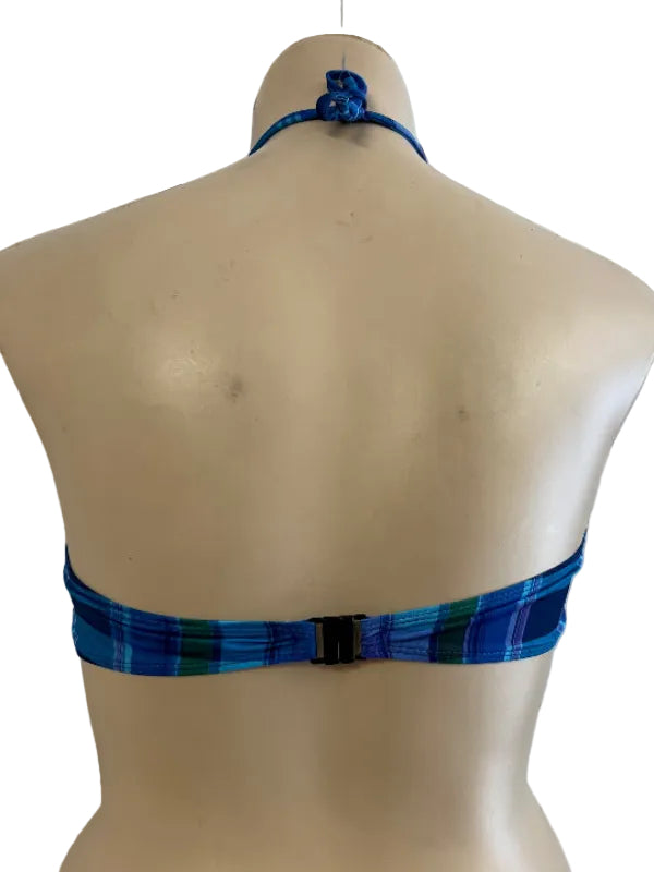 Bow Swim Bikini Top - Chlorine Resistant - Tartan Blue