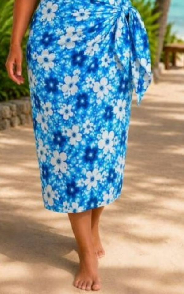 Viva Swim Blue Floral Resort Dress Skirt