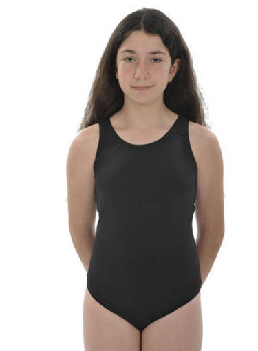 Girls One Piece Racing Bather Swimsuit - Chlorine Resistant - Black