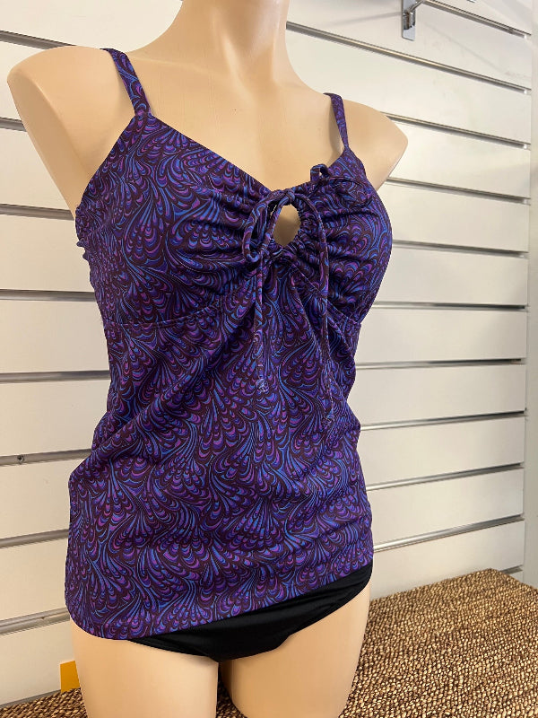 Womens Tankini Top Purple Print