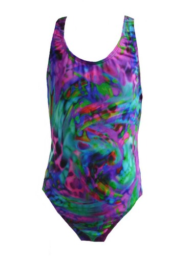 Girls One Piece Racing Swimsuit - Chlorine Resistant - Splash Print