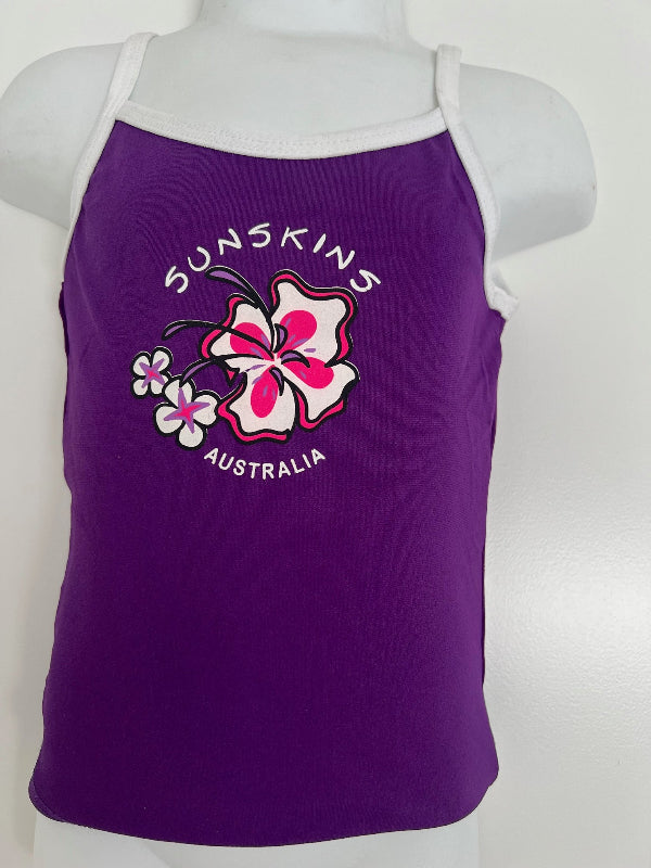 Girls Tankini Top Sunskins Purple