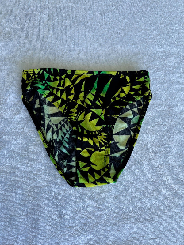 Girls Swim Briefs Yellow and Green Print