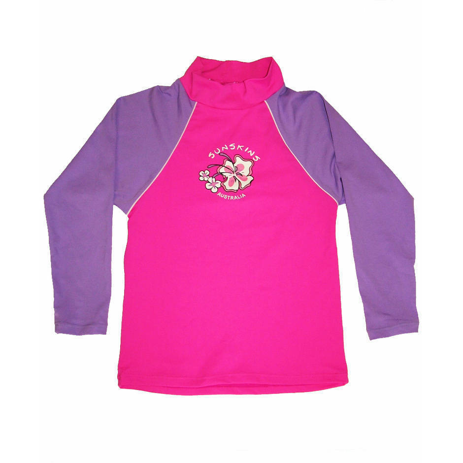 Girls Rash Shirt - Chlorine Resistant Violet with Lilac Long Sleeves