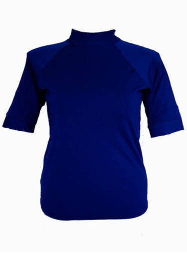 Women Short Sleeve Rash - Chlorine Resistant SPF50+ Sizes 2XL 3XL 4XL Cobalt