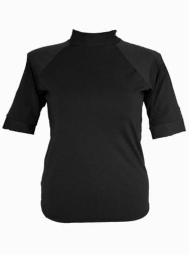 Women Short Sleeve Rash - Chlorine Resistant SPF50+ Sizes S - XL Black