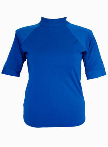 Women Short Sleeve Rash - Chlorine Resistant SPF50+ Sizes 2XL 3XL 4XL Cobalt