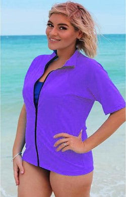 Zip Short Sleeve Rash - Chlorine Resistant SPF50+ S - XL Purple