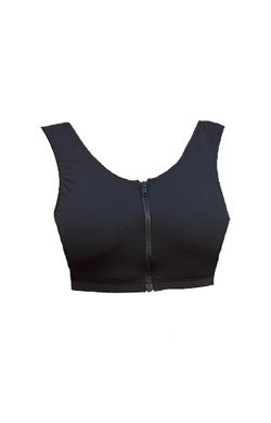 Zip Front Crop Top Chlorine Resistant - Black (26-32)