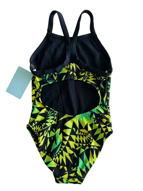 Girls Black and green patterned swimsuit 