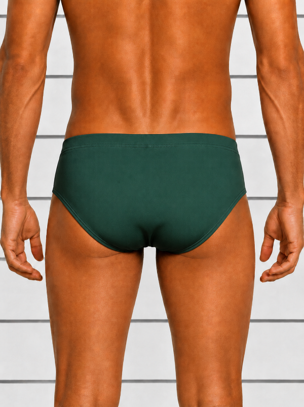 Mens Green Swim Briefs from back