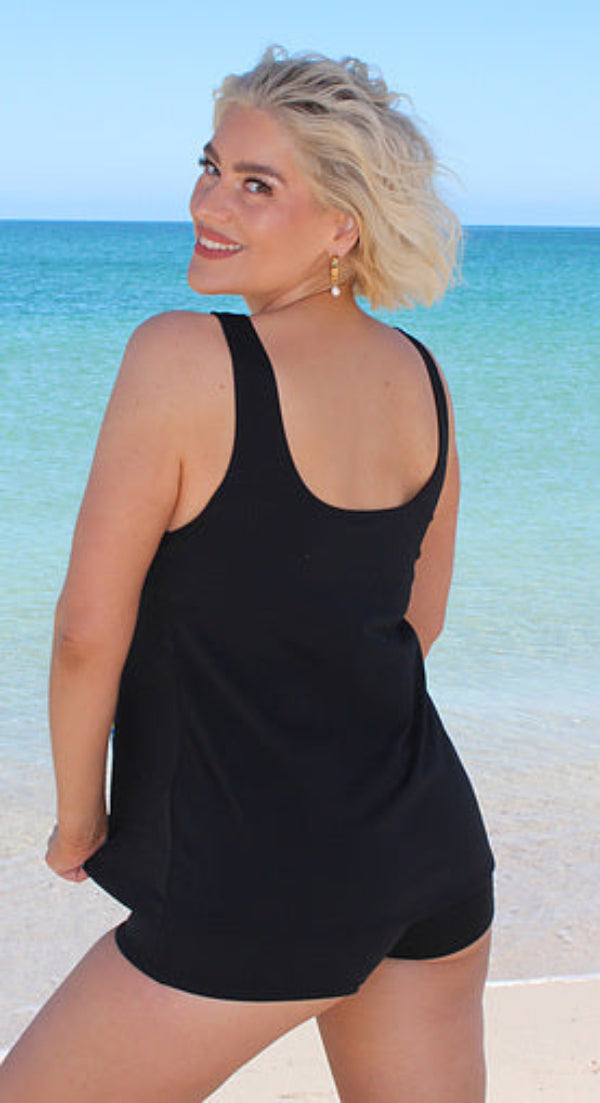 Tank Top Chlorine Resistant Swimwear - Black
