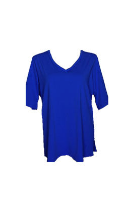 V Neck Short Sleeve Rash - Chlorine Resistant SPF50+Cobalt