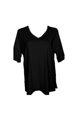 V Neck Short Sleeve Rash - Chlorine Resistant SPF50+Black