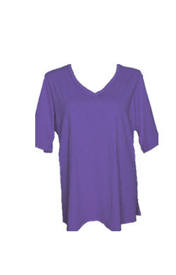 V Neck Short Sleeve Rash - Chlorine Resistant SPF50+Purple