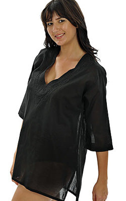 Kaftan Black Embroidered V Neck