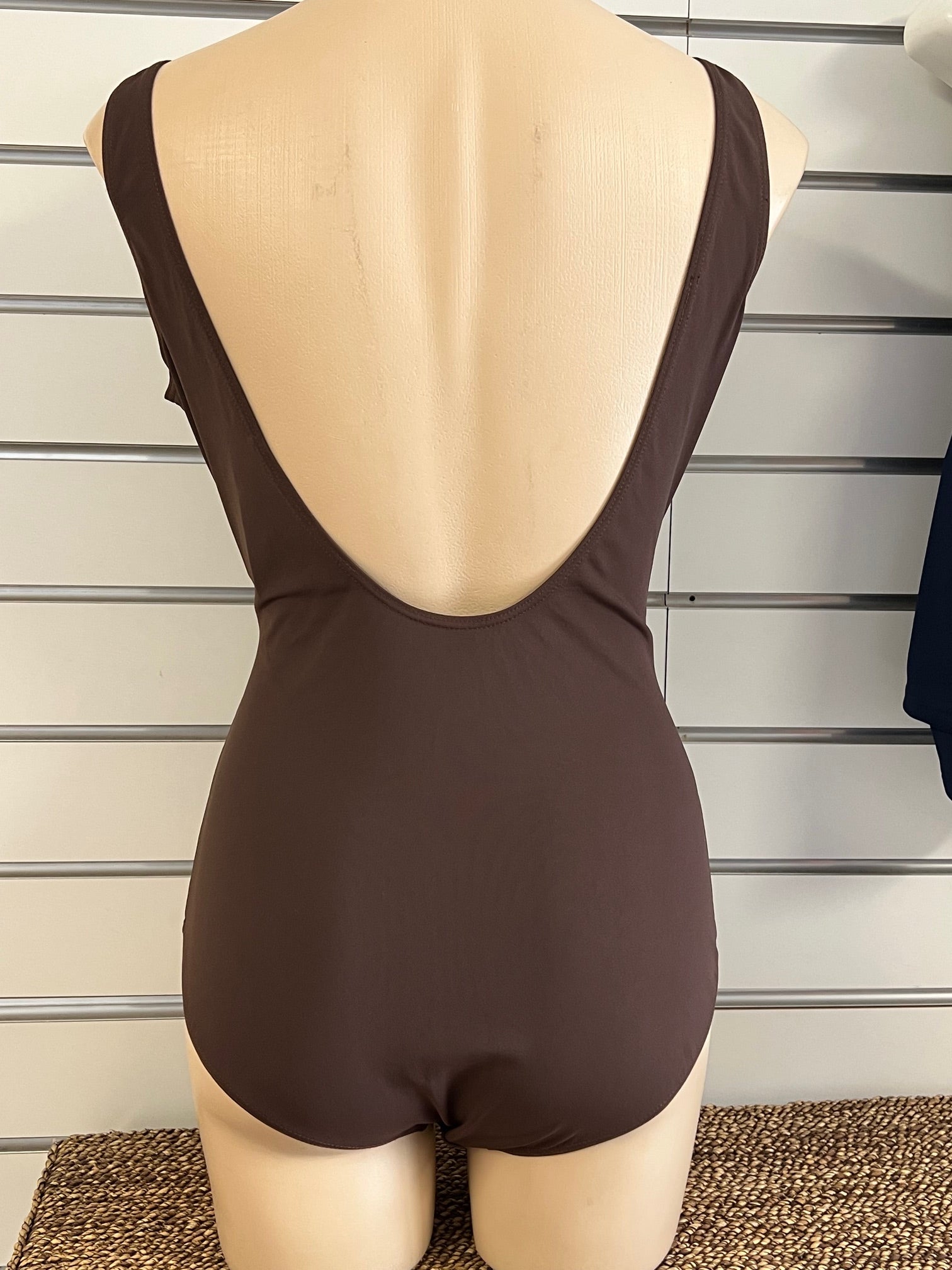 One Piece Swimsuit with Bow Twist - Chlorine Resistant Brown Sizes 8 & 20