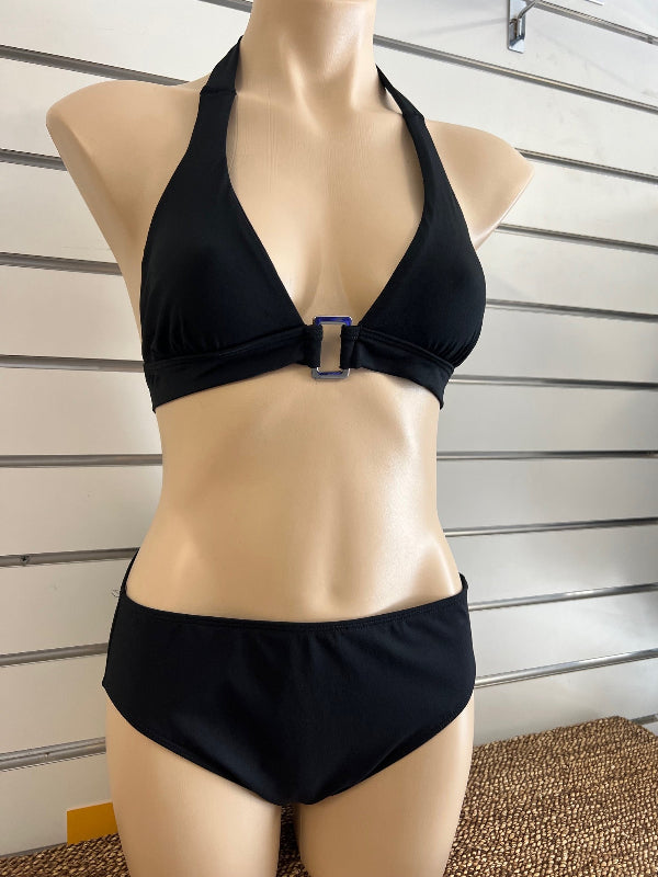Black Halter Swim Bra with Buckle - Chlorine Resistant