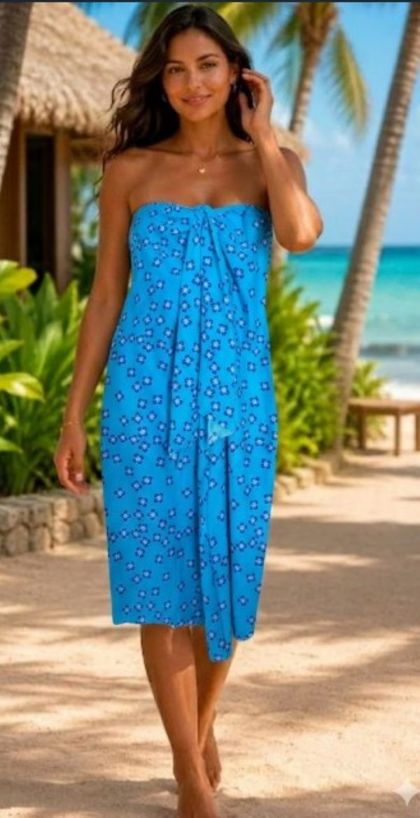 Viva Resort Dress Sarong Aqua Mini Floral Print