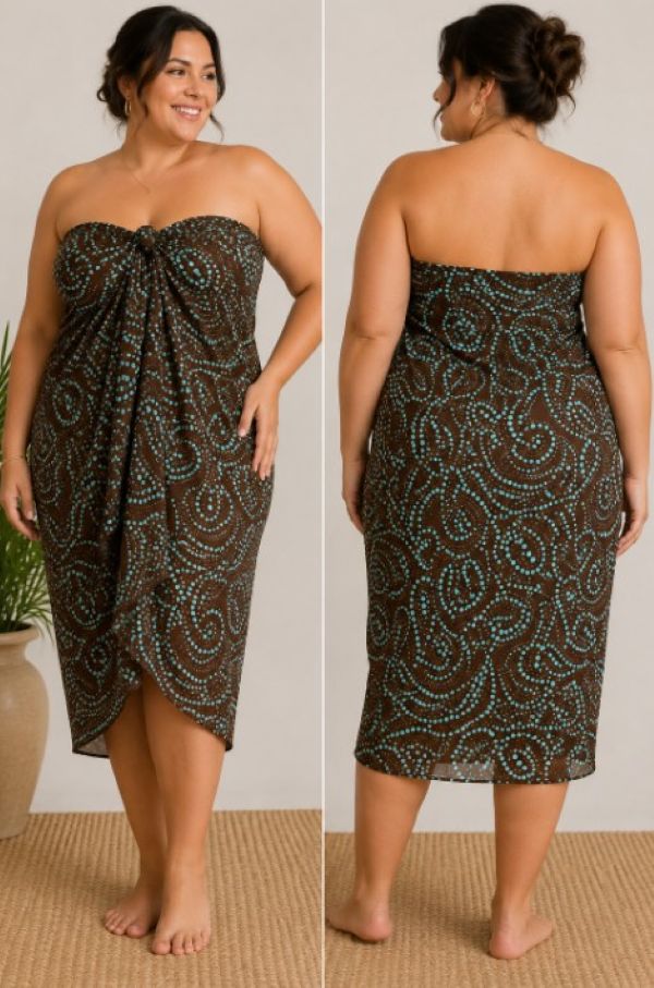 Women Tube Sarong Cocoa and teal 