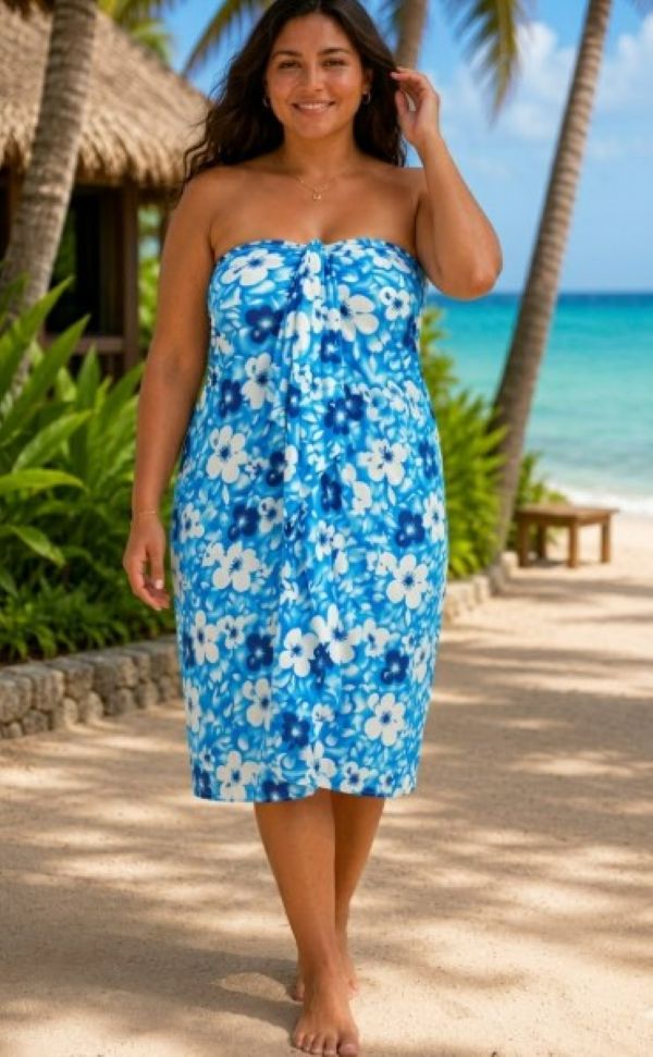 Viva Resort Dress Sarong Blue Floral