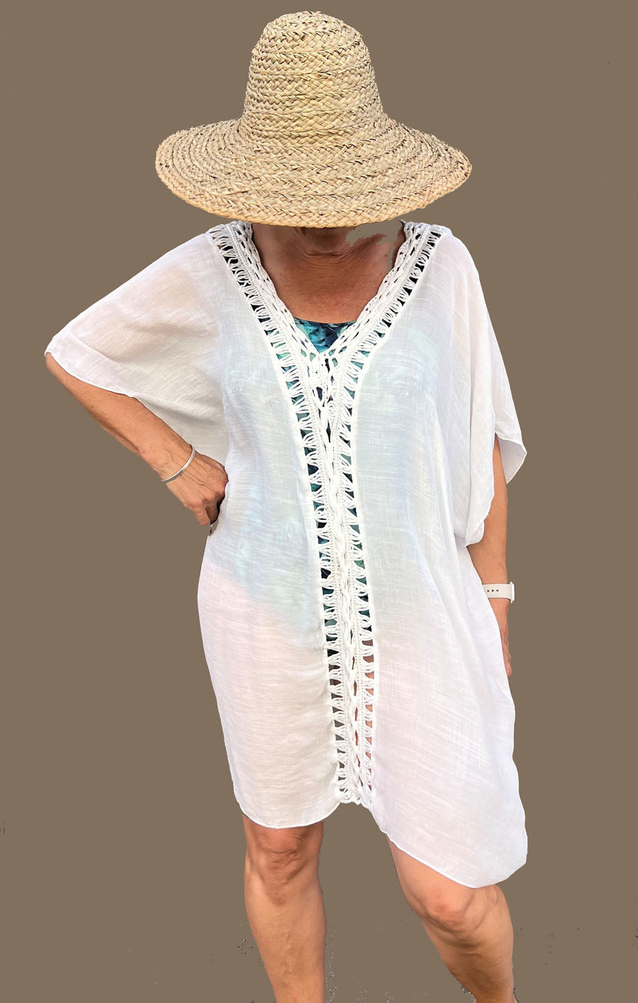 Kaftan with Centre Detail White