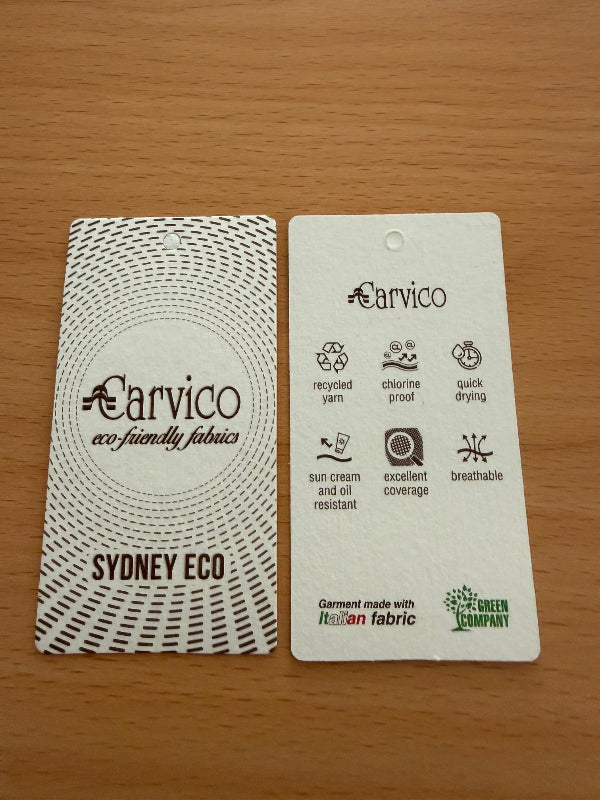 Two labels with 'Carvico' branding 